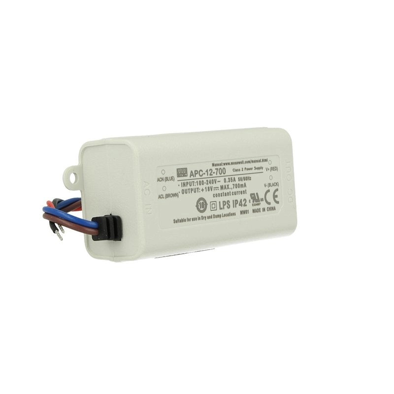 Led Driver CC MW MEAN WELL Serie APC Trasformatore Corrente Costante IP42 (700mA 9V-18VDC 12W)