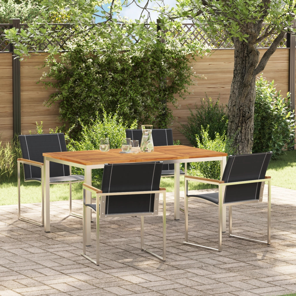 Set da Giardino 5 Pezzi in Legno Massello di Acacia