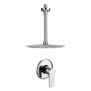 Set doccia con miscelatore, braccio verticale 30 cm e soffione 25cm cromo design tondo