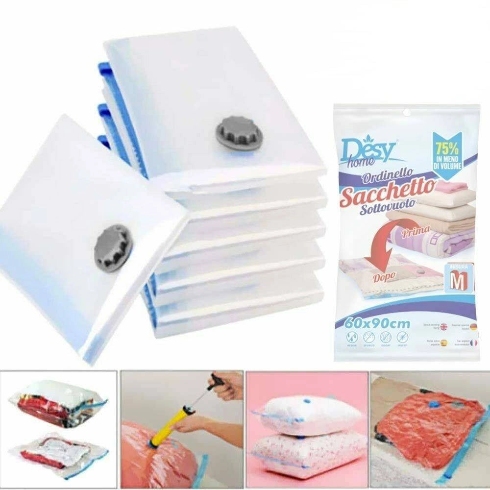 Trade Shop - 12 Sacchetti Sottovuoto Salvaspazio 90x60 Buste Sacco Salva Spazio Abiti Piumoni -
