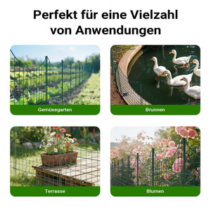 Recinzione giardino, set con 5 elementi verdi con bordo curvo, recinzione in rete metallica 770 x 8 x 640 mm, recinto a innesto di facile montaggio