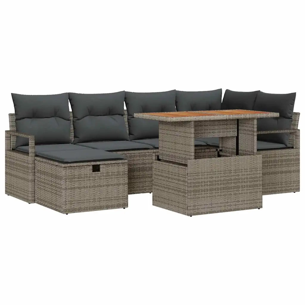 Set Divano da Giardino 7 pcs Grigio polyrattan