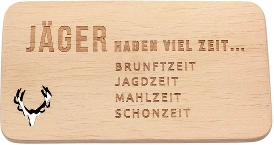 Tavolo da colazione in legno con incisione "I cacciatori hanno sempre tempo..." | Regalo per cacciatori | Regalo da caccia