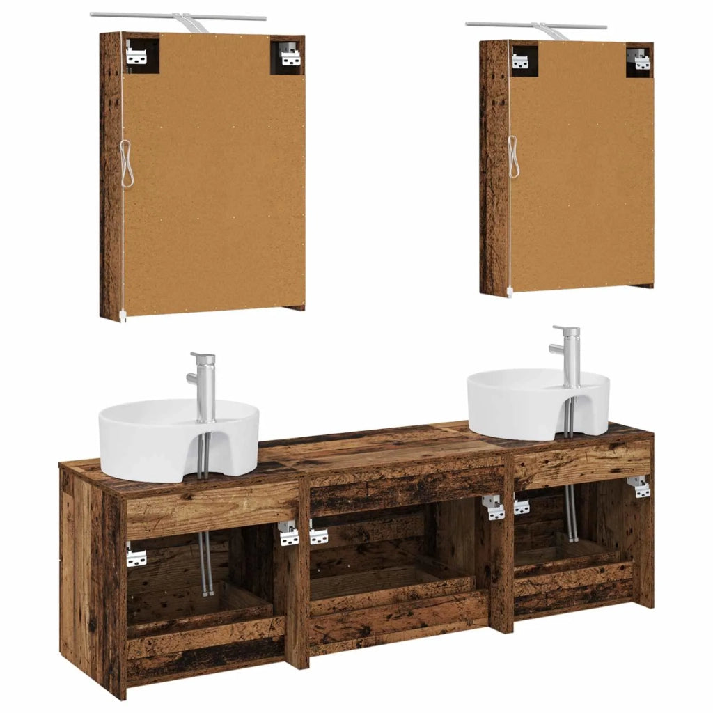 Set di mobili per il bagno 5 pcs Legno antico 3406877