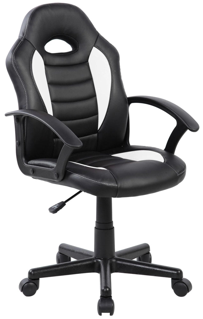 Sedia da Gaming Ergonomica per Bambini 55x56x99,5 cm in Similpelle Nera e Bianca