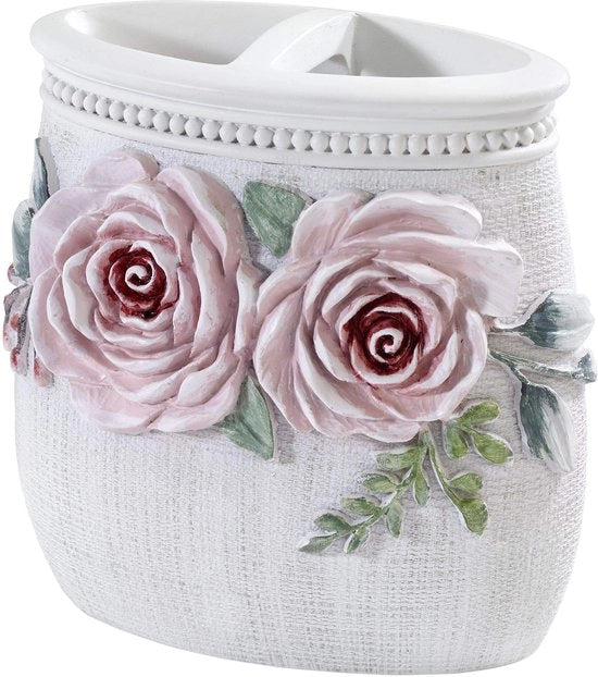 Supporto per spazzola da denti, accessorio da bagno in cera fiorita (collezione giardino di primavera)