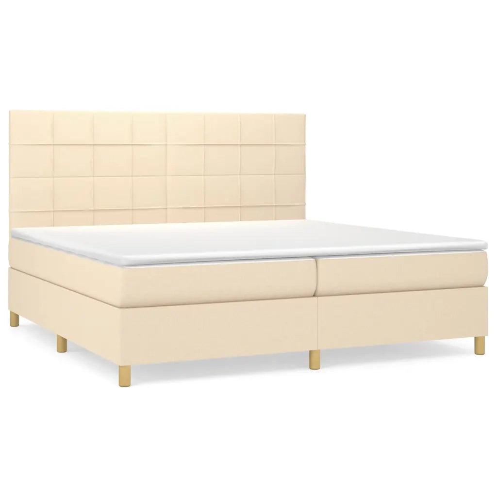 Giroletto a Molle con Materasso Crema 200x200 cm in Tessuto 3142366
