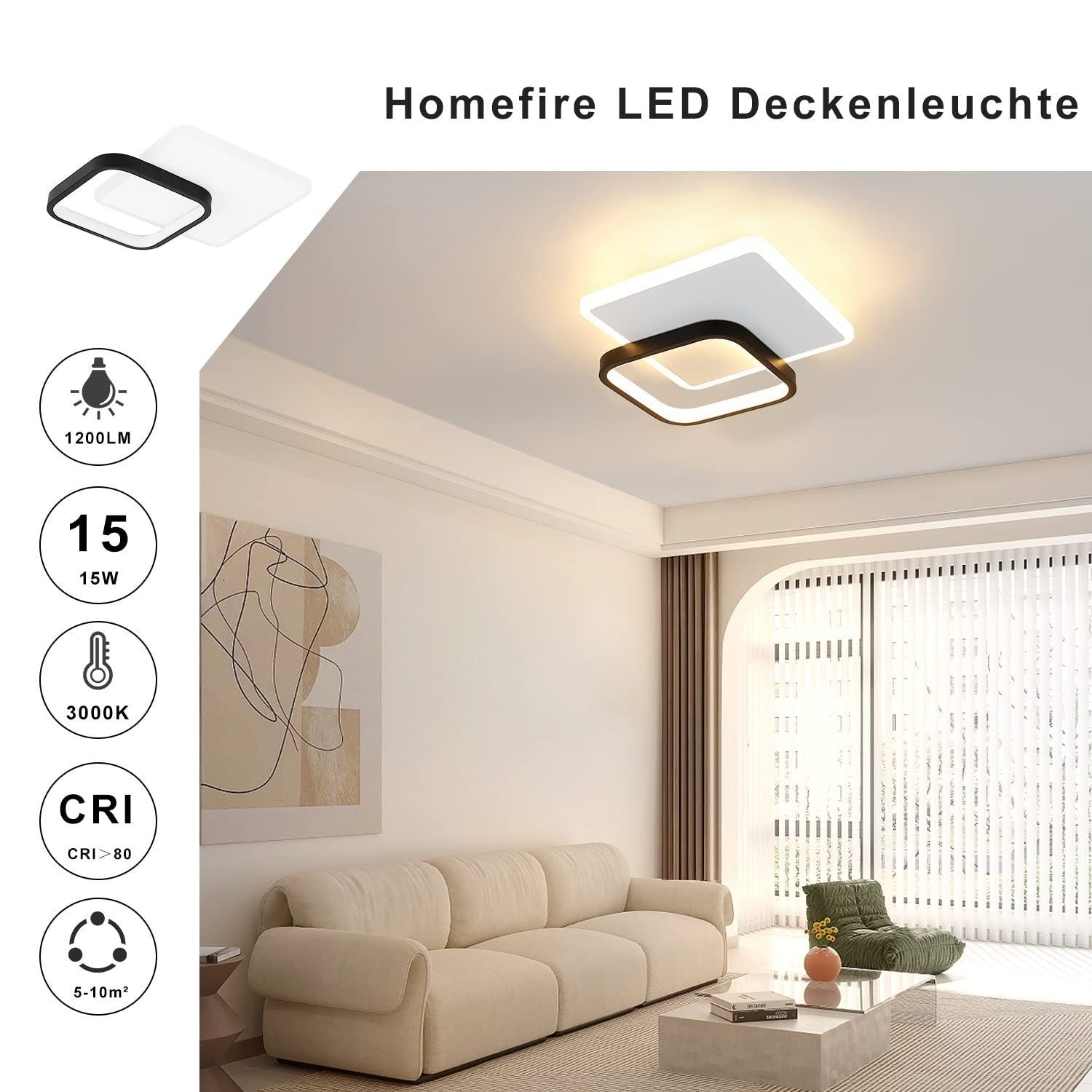 ZMH Lampada da soffitto LED design moderno bianco nero acrilico per soggiorno