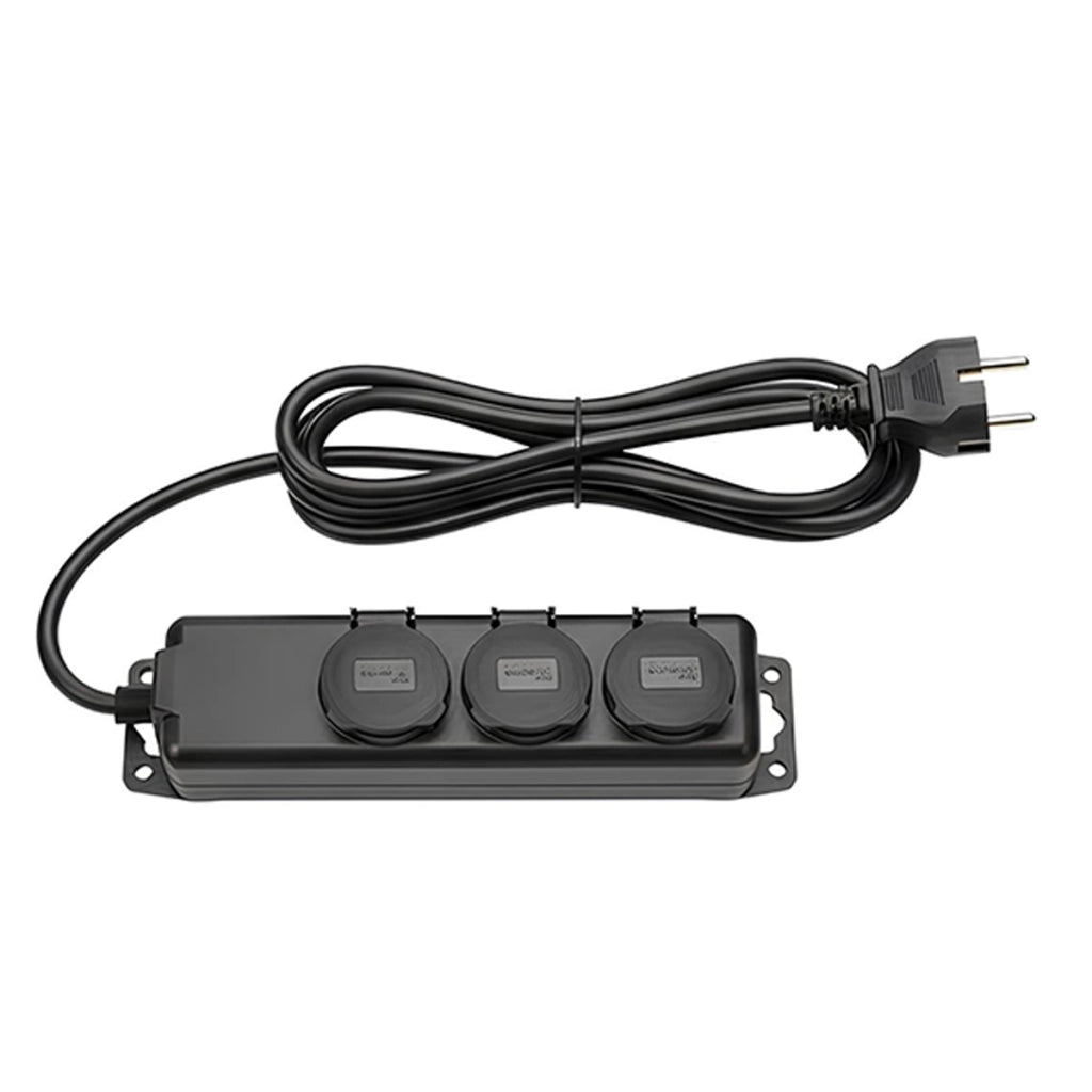 Multipresa 3 Vie Tipo E 16A IPX44 con Cavo H07RN-F 2m Nero Brennenstuhl