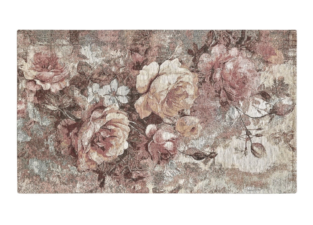 Tappeto Arredo Salotto Antiscivolo Scendiletto Camera Dis. Rose By Suardi - 65x110 - Cipria