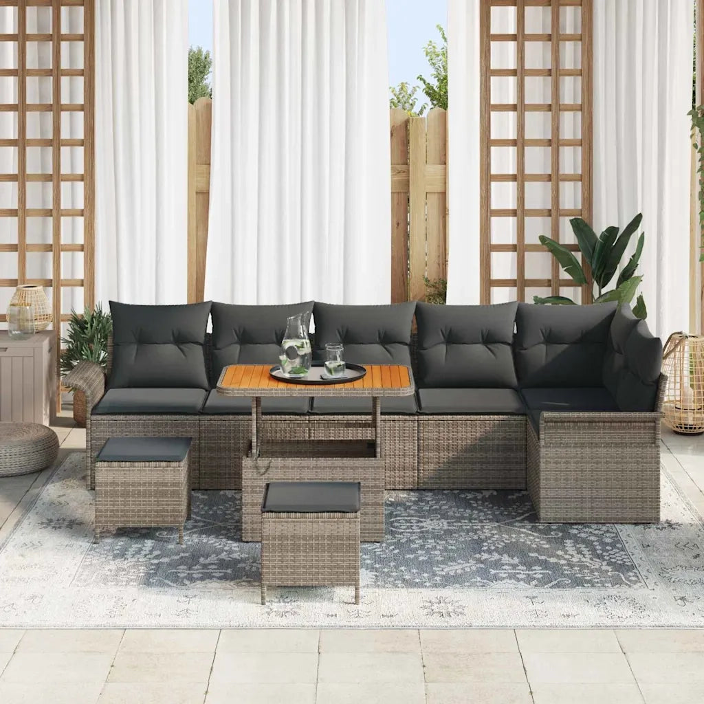 Set Divano da Giardino con cuscino 9 pcs Grigio 3364108