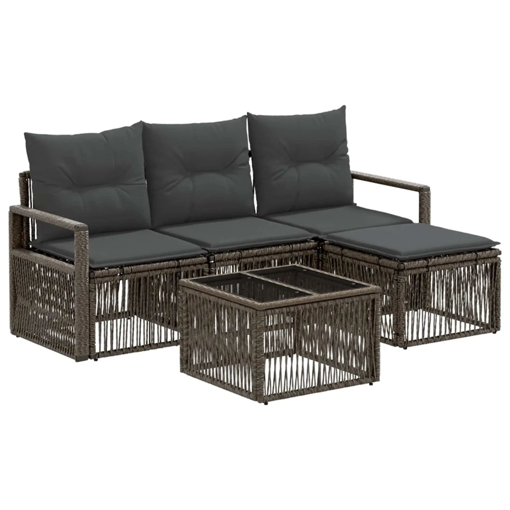 Set Divano da Giardino 5 pcs Grigio polyrattan