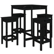 Set Bar da Giardino 5 pz | Set Salotto da Giardino Nero in Legno Massello di Pino