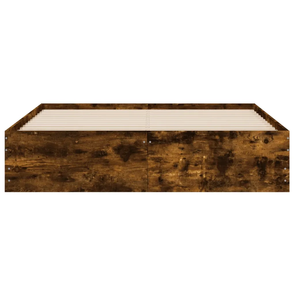 Letto matrimoniale | Letto per adulti | Giroletto con Cassetti Rovere Fumo 140x200 cm Legno Multistrato