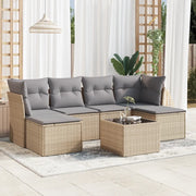 Set Divani da Giardino 7 pz con Cuscini Beige in Polyrattancod mxl 111290