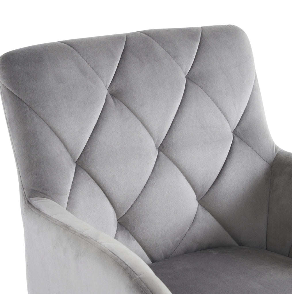 Set di 2 sedie imbottite in velluto grigio chiaro