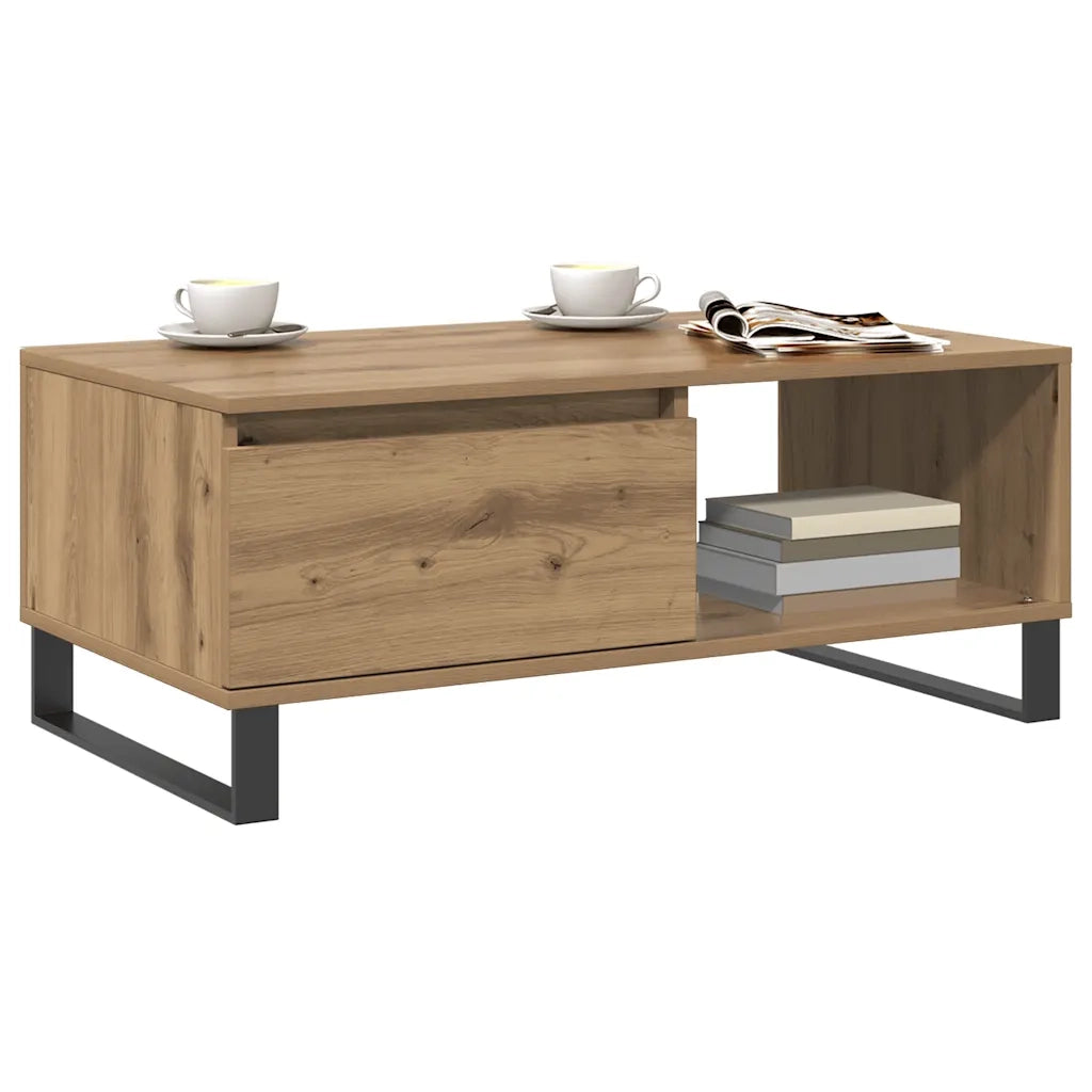 Tavolino da Salotto-Tavolino da soggiorno-Tavolo Rovere Artigianale 90x50x36,5 cm Truciolato