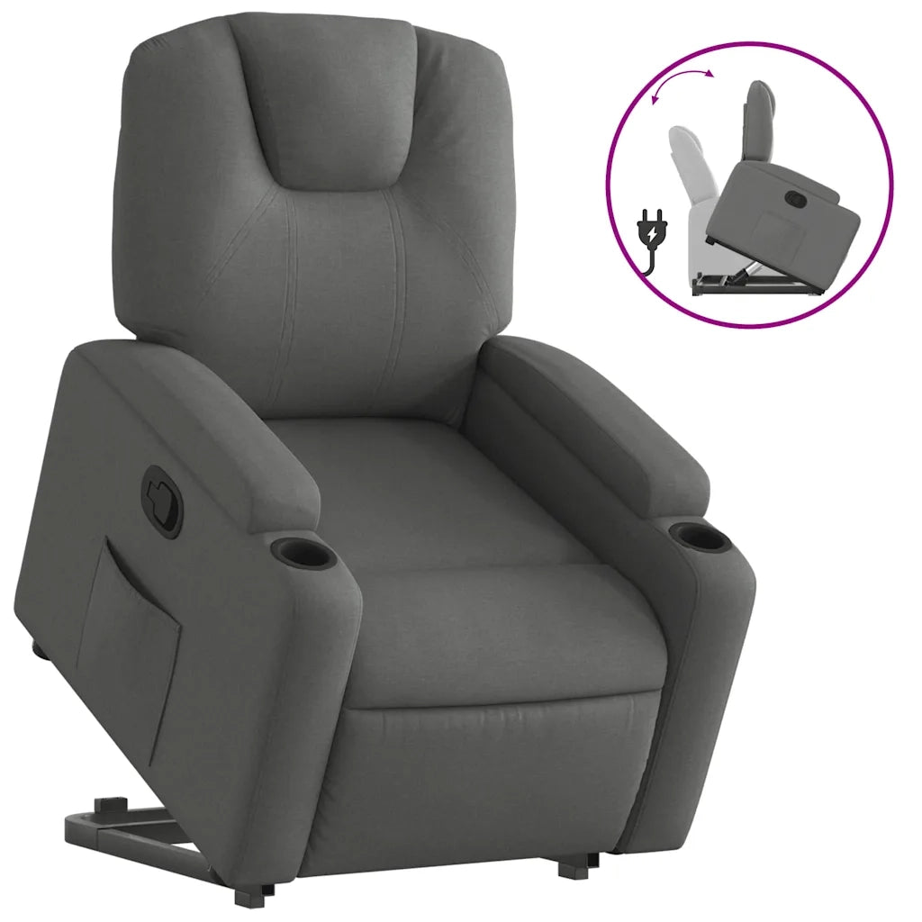 Poltrona Alzapersona Reclinabile Grigio Scuro in Tessuto 3204369