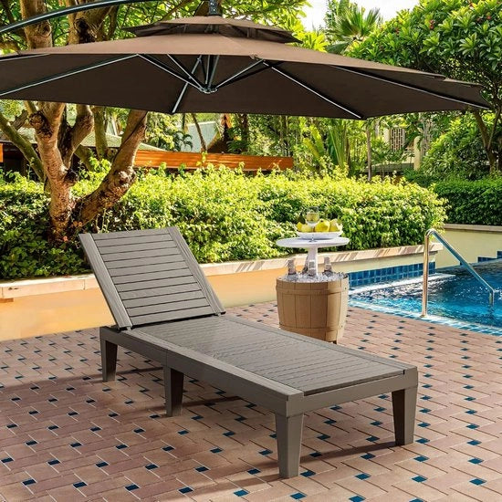 Chaise longue per giardino con schienale regolabile impermeabile leggero per 90 kg nero
