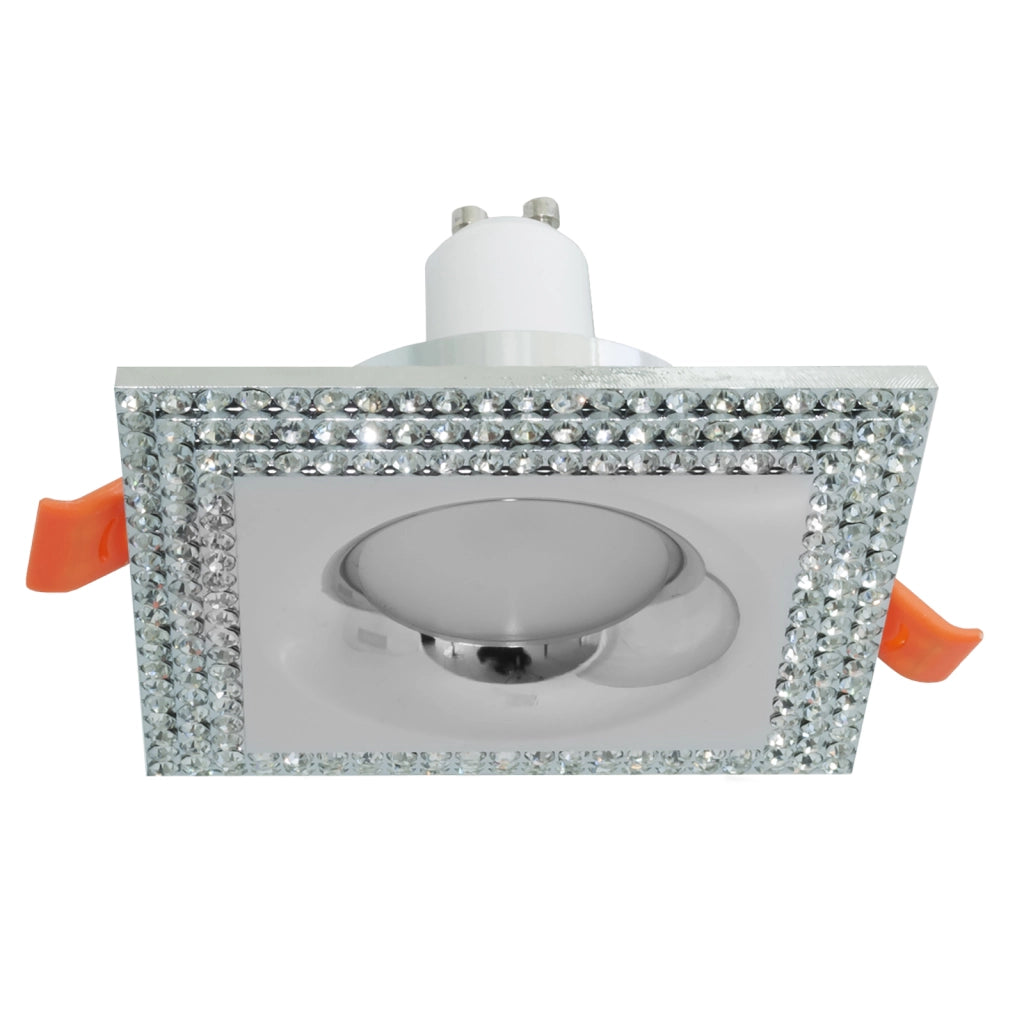 Faretto quadrato argento brillantini incasso soffitto lampada LED 5W GU10 65mm LUCE 4000K