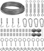 Set di cavi in acciaio inossidabile 2 mm, 30 metri, spazzola, cavo con occhielli e clip, per piante di rampicazione, illuminazione esterna e asciugamani.