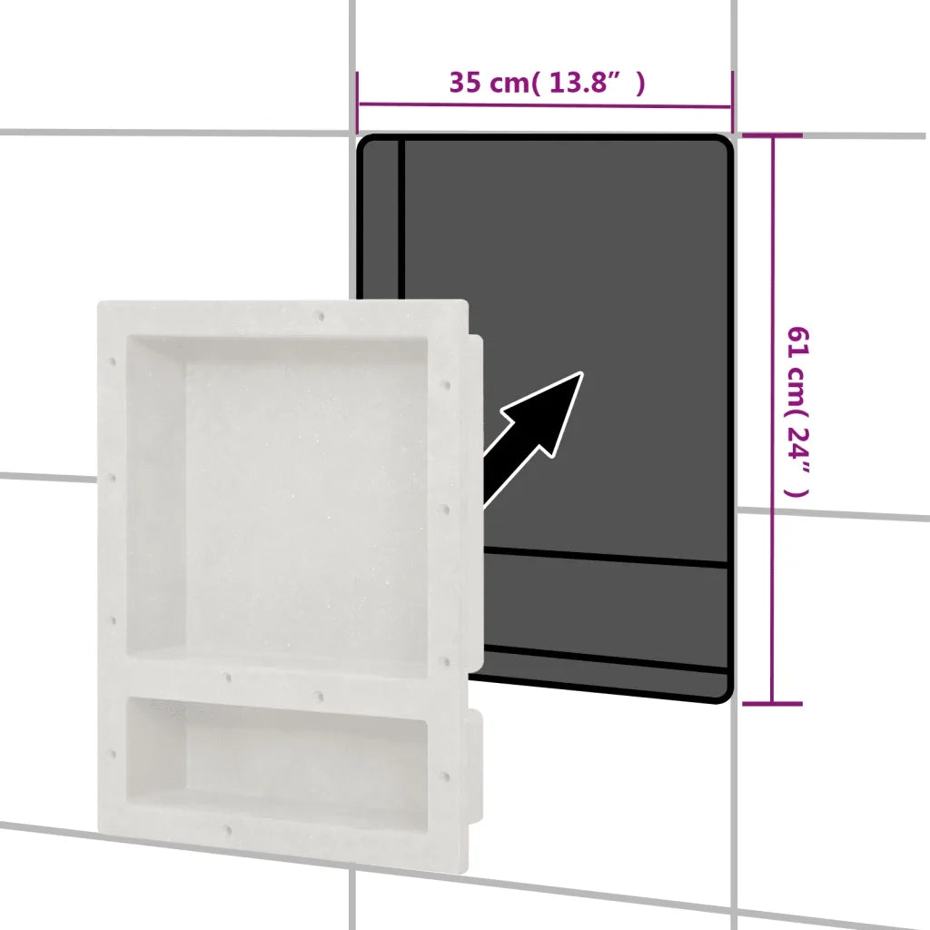 Nicchia da Doccia con 2 Scomparti Bianco Opaco 41x51x10 cm