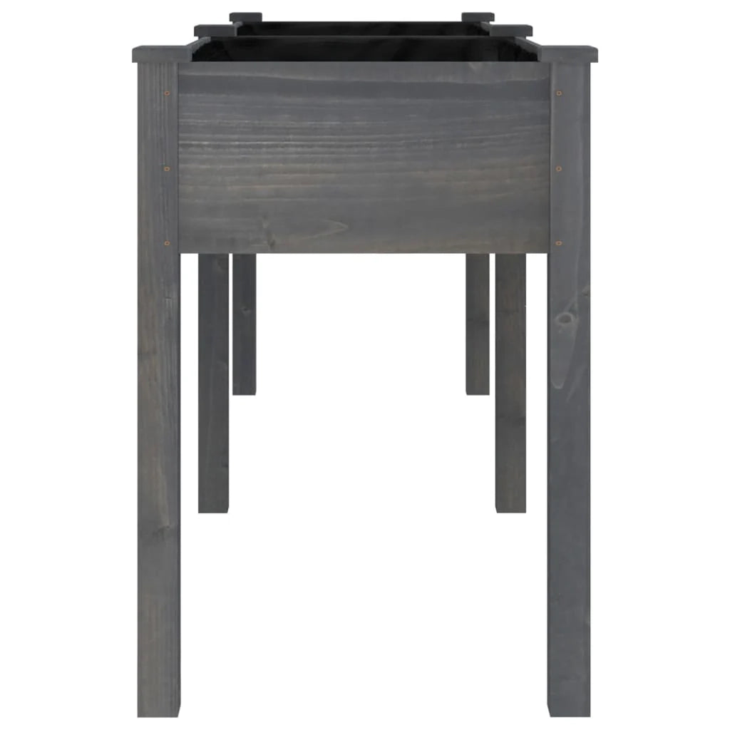 Fioriera rialzata per piante fiori terrazza giardino con rivestimento 203 x 53 x 76 cm legno massello di abete grigio 02_0038128