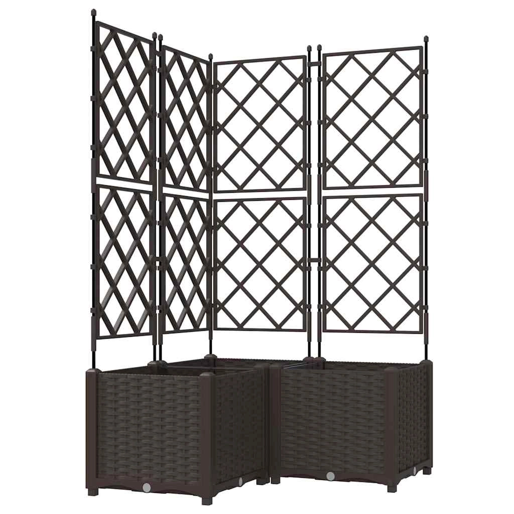 Set di 3 fioriere da giardino moderne per esterni 80 x 80 x 143 cm resistenti ed esteticamente gradevoli acciaio marrone 02_0058516