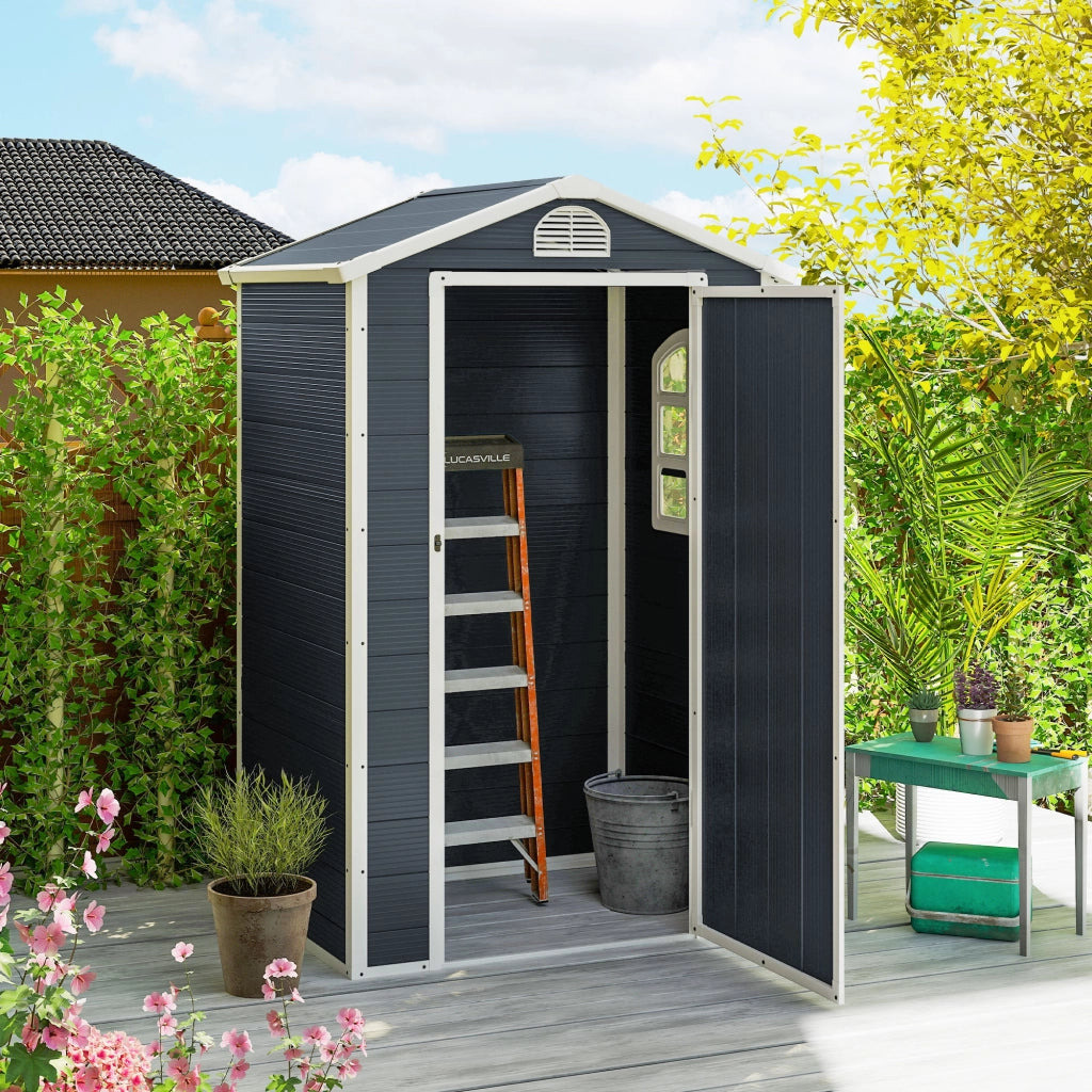 Casetta Giardino Shed 134x104x204 cm ¨C zephmum ¨C Plastica Grigio Scuro