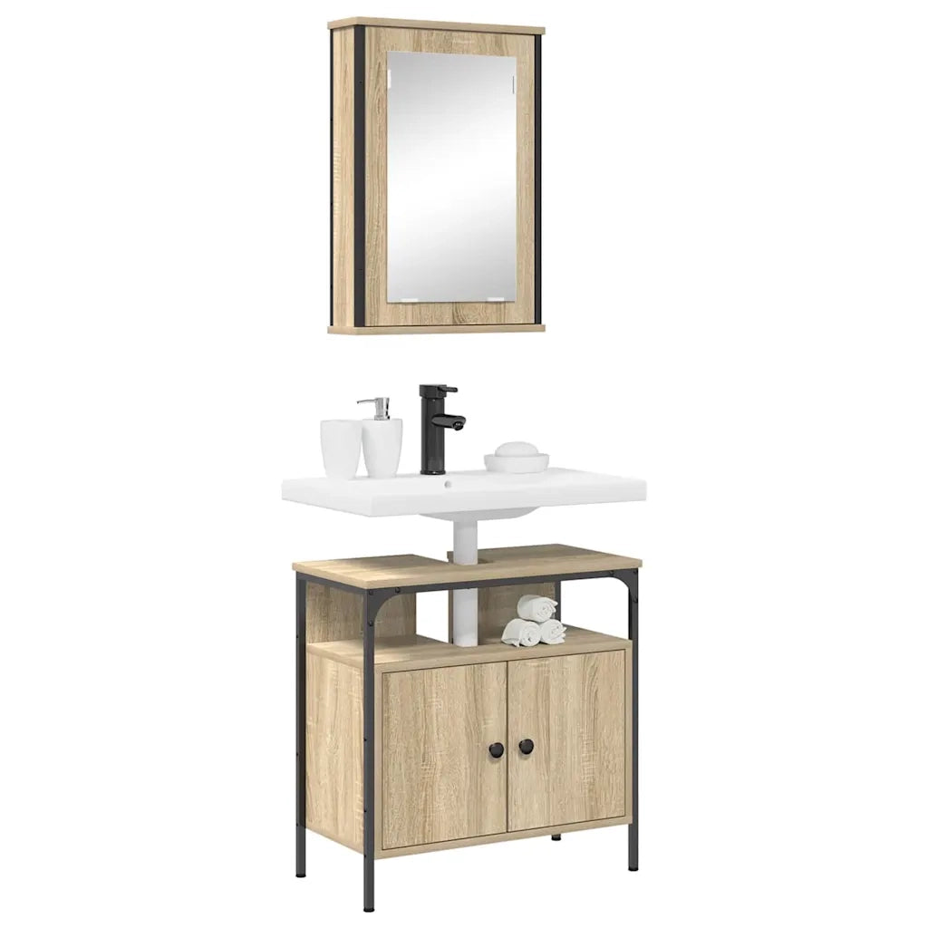 Set di mobili per il bagno 2 pcs Marrone Legno multistrato 3345132