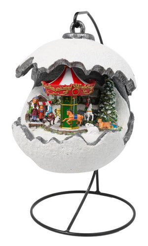 Sfera Natalizia Carillon 22x18x32 cm in Resina con Musica e Luci