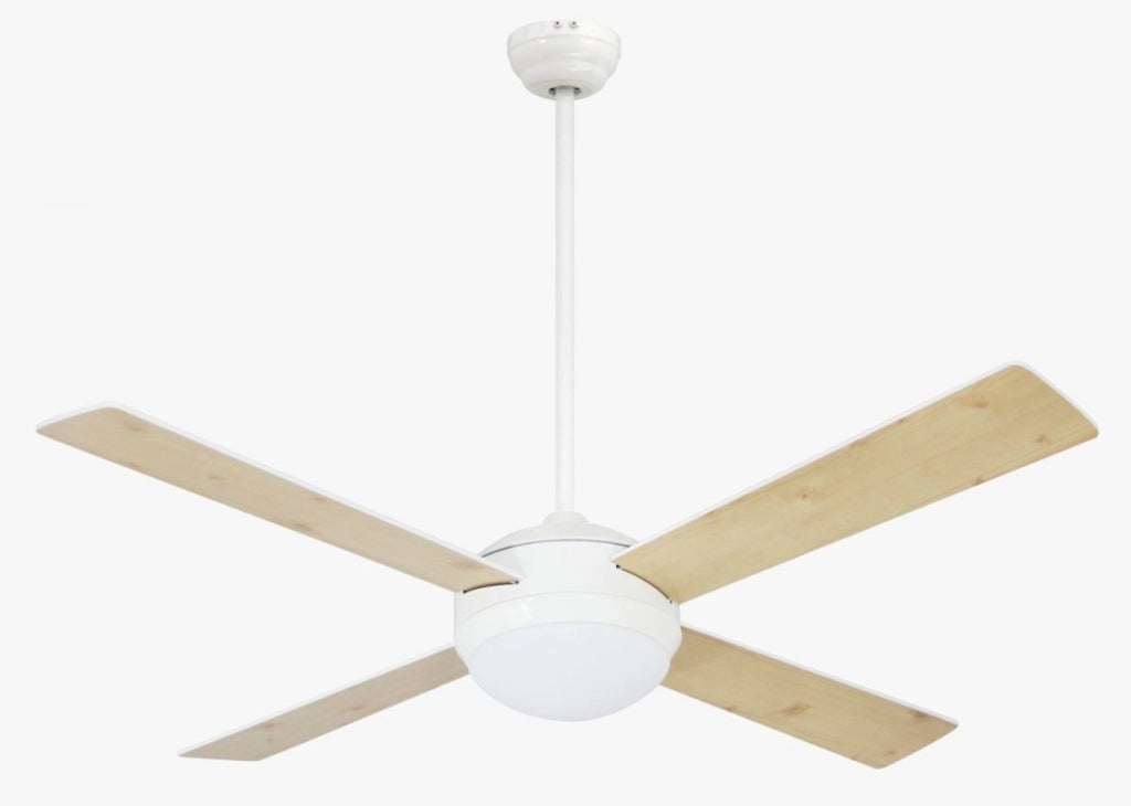 Vam Ventilatore da soffitto 4 bianco con luce e telecomando con sensore temperatura 132 cm