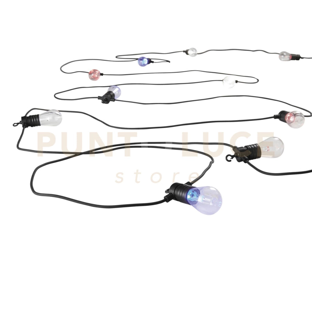 STRINGA ELETTRIFICATA PICNIC NERA 10 LAMPADINE LED 0,5W 400LM RGB + CCT 3000K Luce calda,4000K Luce naturale,6000K Luce fredda DIMMERABILE Wi-Fi IP65 1000CM