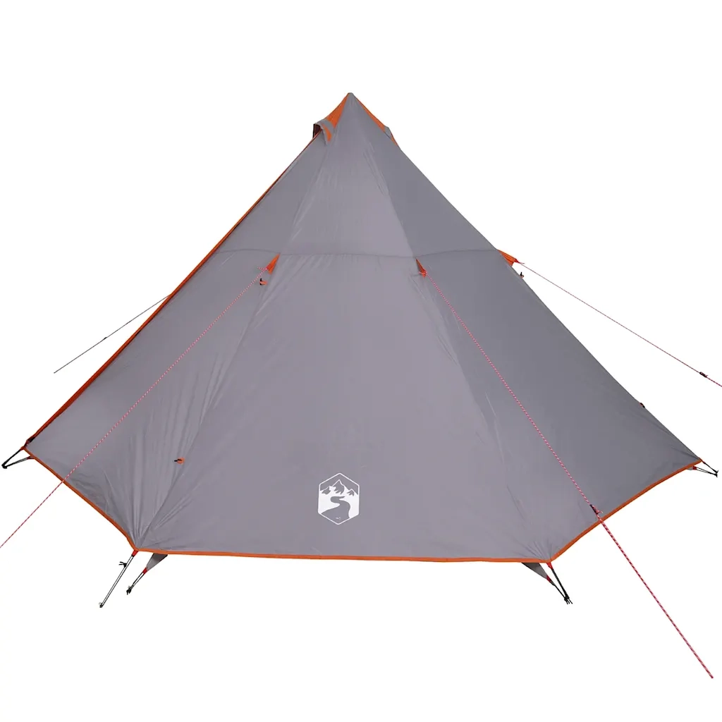 Tenda Familiare Tipi 8 Persone-Tenda da campeggio Grigia e Arancione Impermeabile 362339