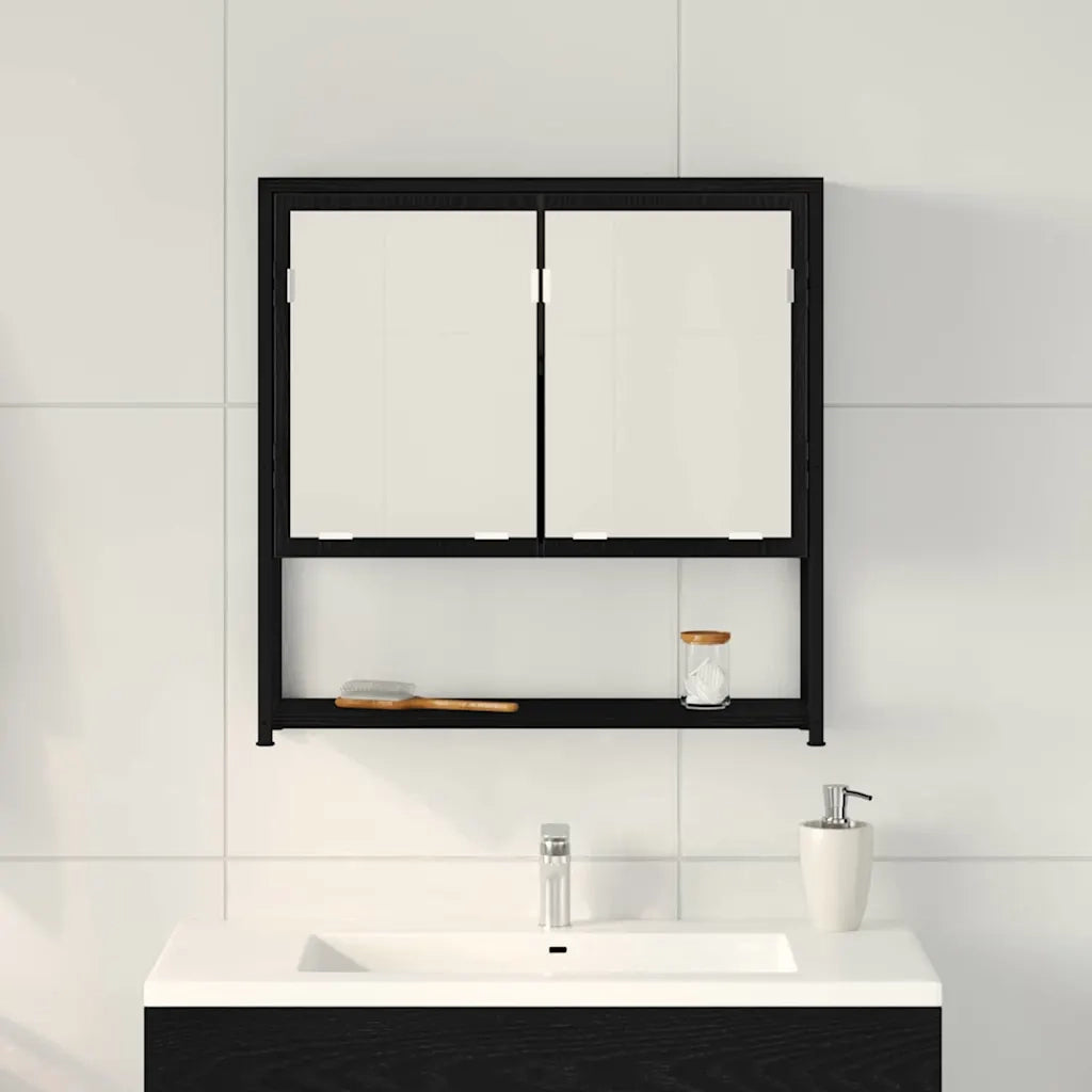 Mobiletto per specchio con porta Rovere Nero 60 x 16 x 60 cm 862225