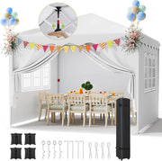 Gazebo 3x3 Pieghevole Impermeabile, Esterno Resistente Con 4 PCS Sacchi Di Sabbia, UV 50+, 4 Pareti Laterali - Per Giardino, Campeggio, Festival, Feste Bianco