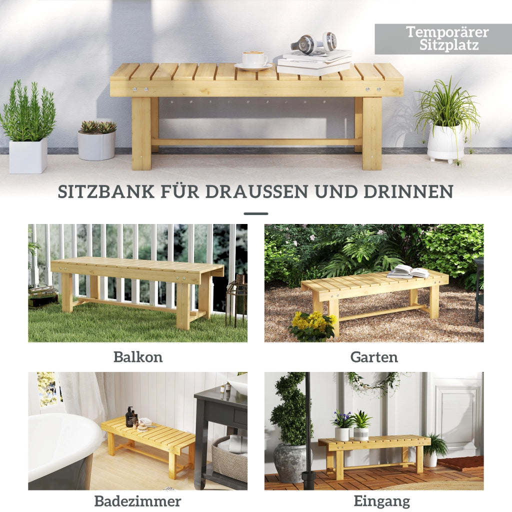 Panchina da giardino a 2 posti realizzata in legno massello impermeabile e resistente per giardino e terrazzo colore naturale.