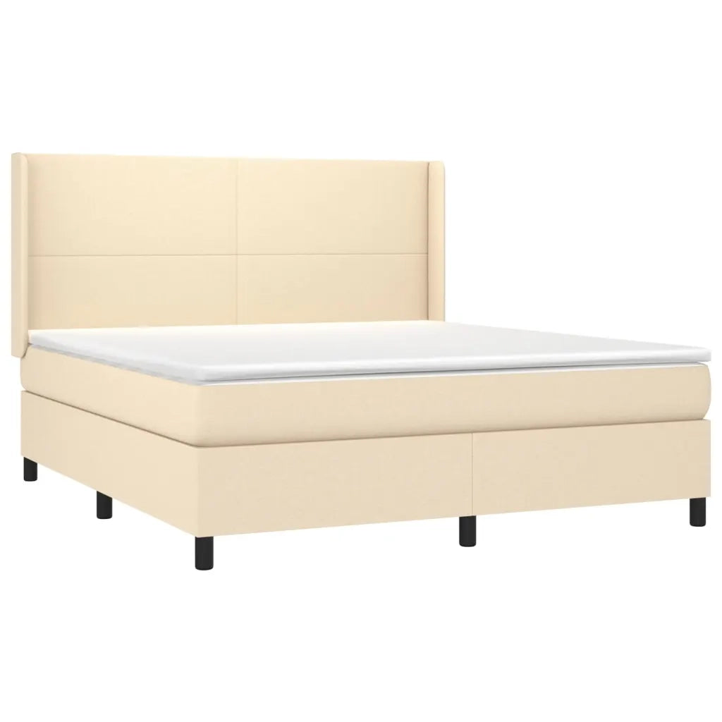 Letto a Molle con Materasso e LED Crema 160x200 cm in Tessuto 3138170