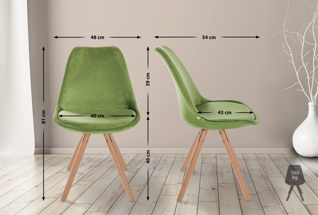 Sedia Sofia Velvet Verde chiaro,natura (rotondo)