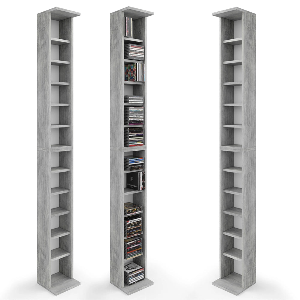 Vicco Scaffale porta cd Calcestruzzo 21 x 183.6 cm Alto