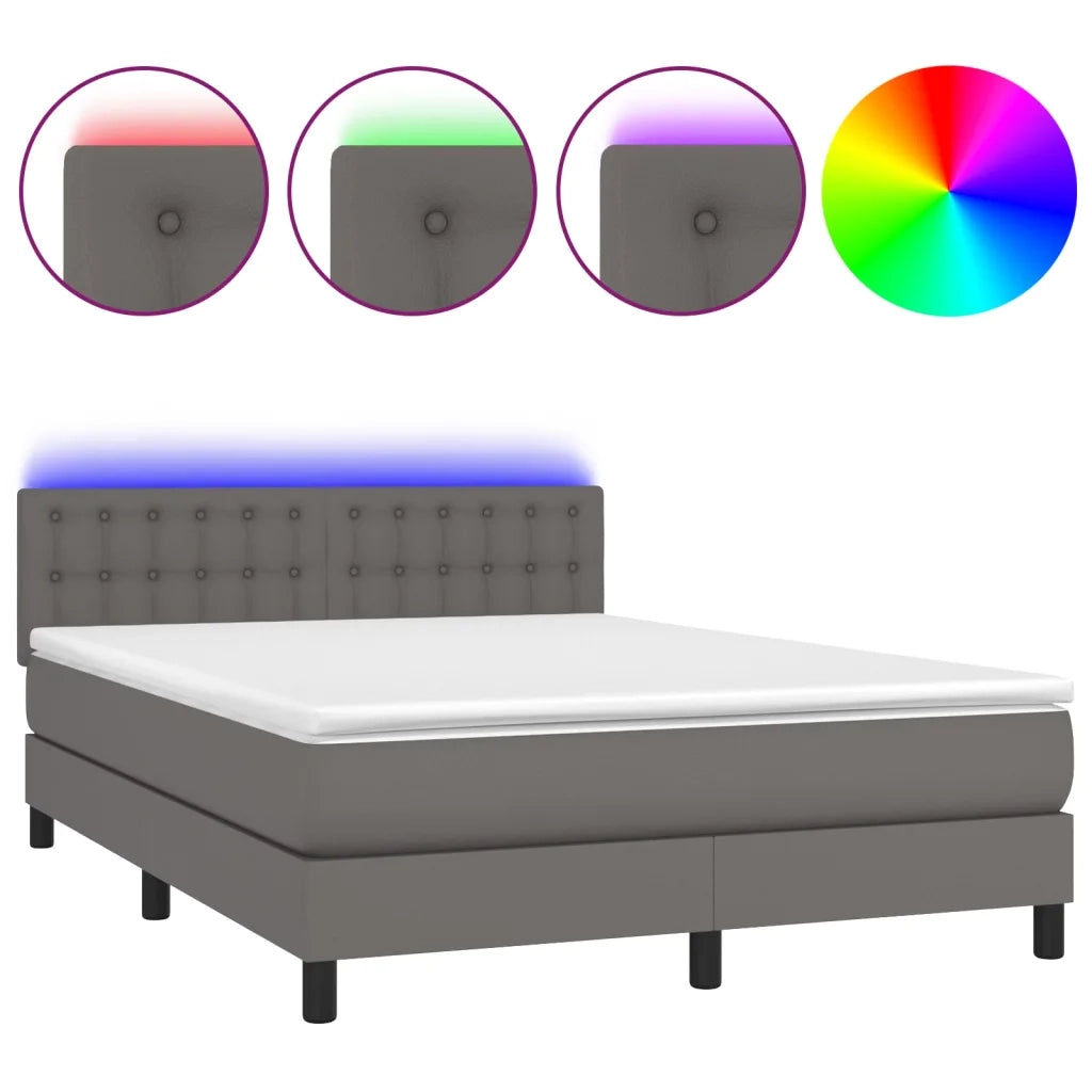 Giroletto Molle con Materasso e LED Grigio 140x200cm Similpelle 3134229