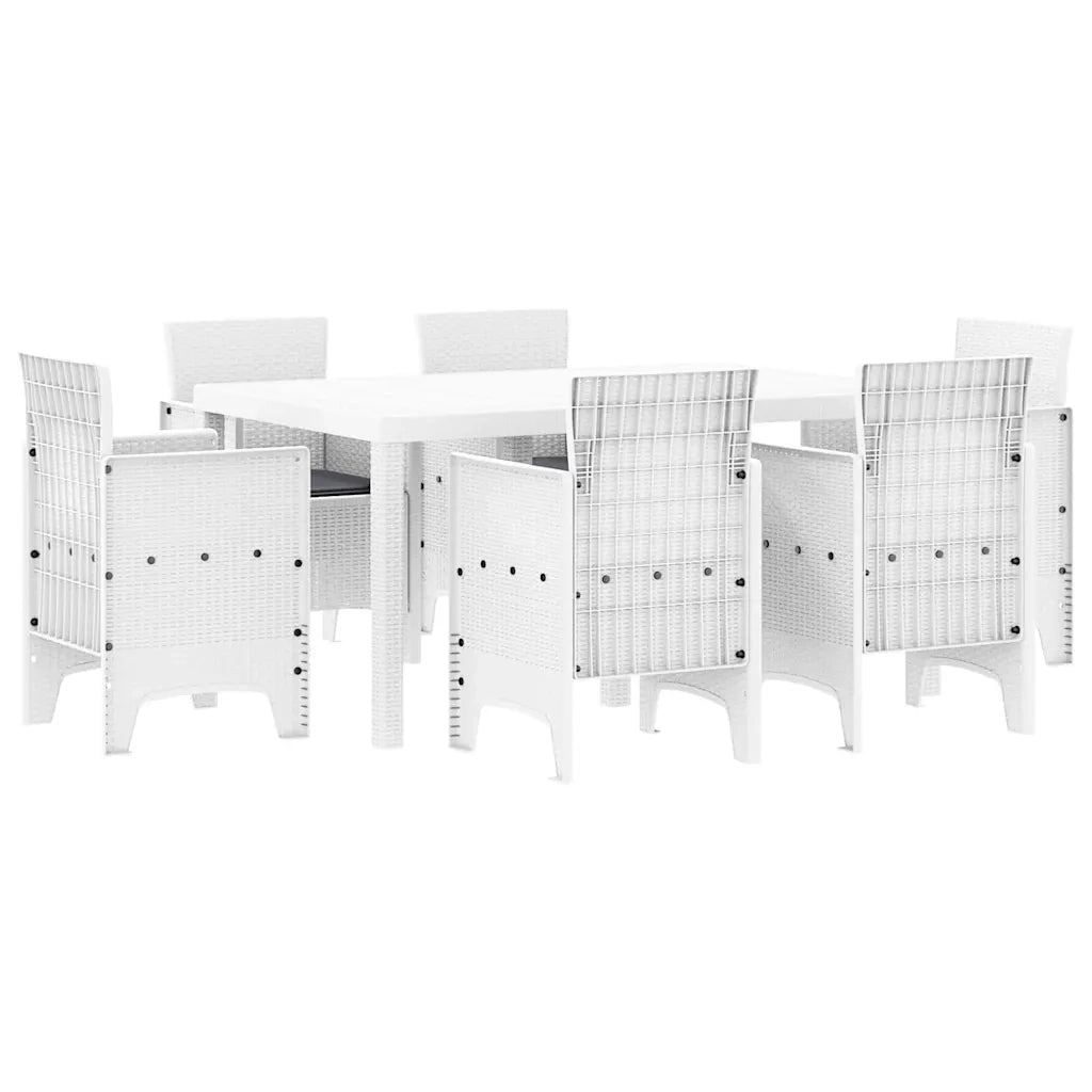 Set da Pranzo per Giardino 7 pcs Bianco Rattan Polt 3378565