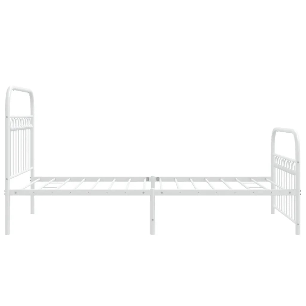 Letto singolo | Letto per adulti | Giroletto con Testiera e Pediera Metallo Bianco 100x190 cm