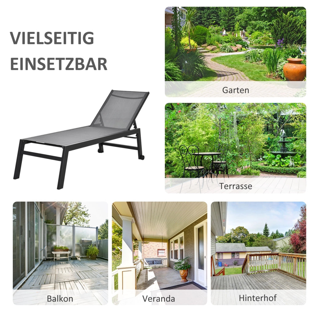 Lettino da giardino ¨C zephmum ¨C Grigio, Alluminio, 202x65x43 cm