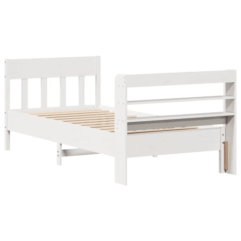 Letto senza Materasso Bianco 90x190 cm in Legno Massello Pino