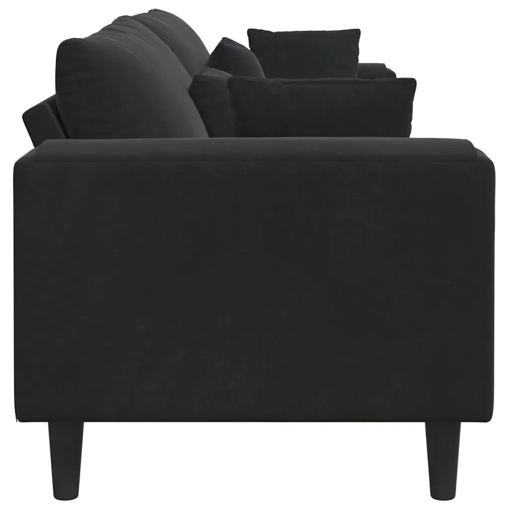vidaXL Divano in Velluto con cuscino Nero 208 cm Velluto