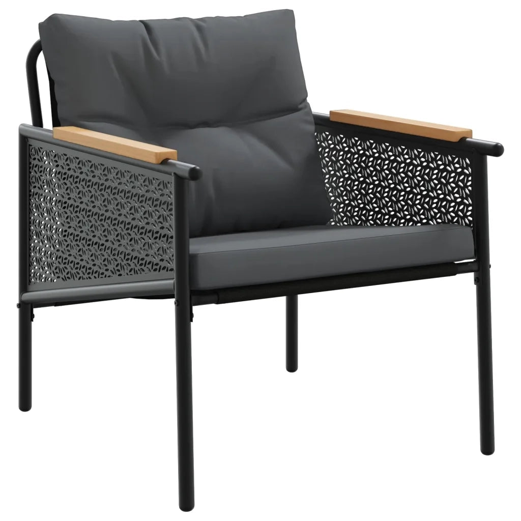 vidaXL Set Mobili da Balcone 4 pz con Cuscini Nero in Acciaio