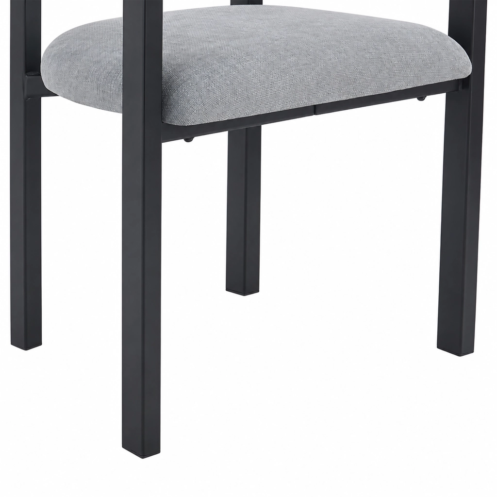 Sedia da Pranzo Set da 4 con Schienale Semicircolare Imbottito, in Ciniglia Grigio 61 × 50 × 76 cm