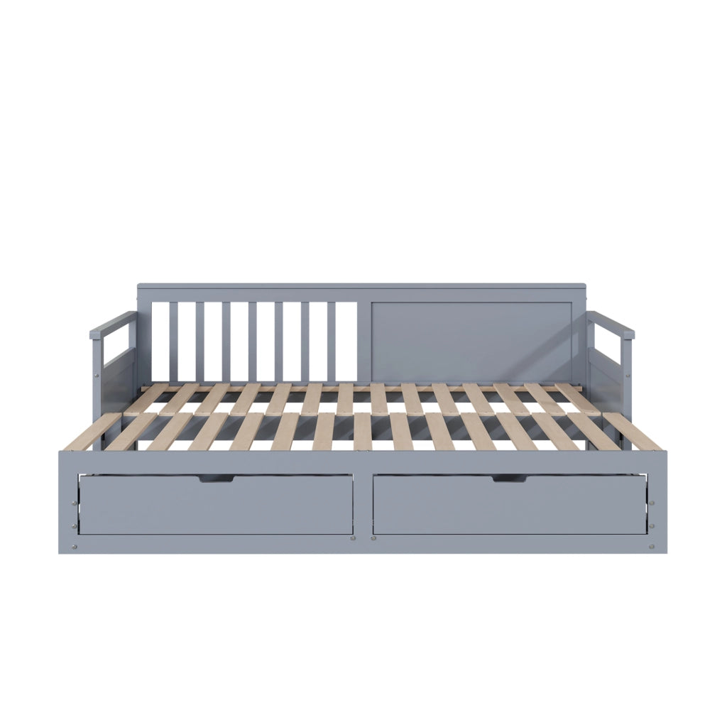 Divano letto multifunzione 90/180x190 cm con cassetti e letto estraibile; grigio