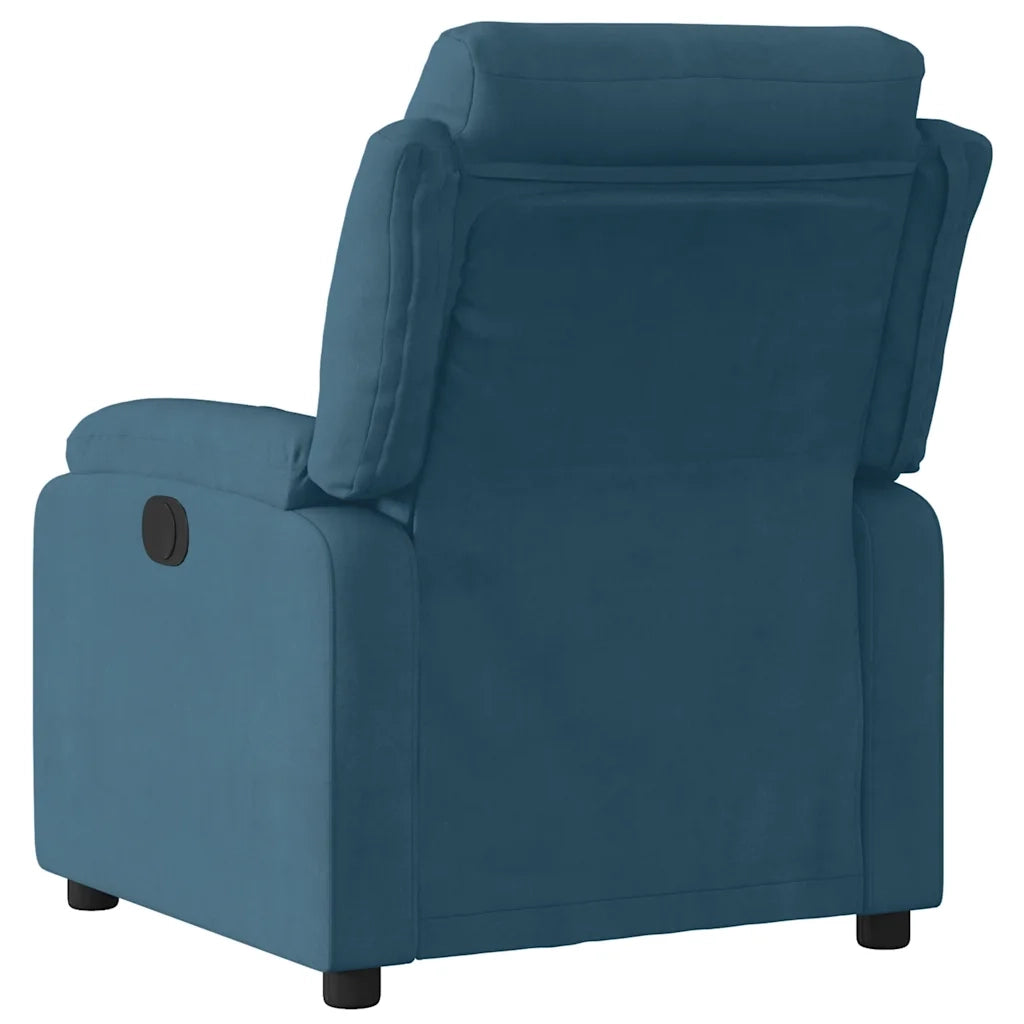 Poltrona Reclinabile Elettrica Blu in Velluto